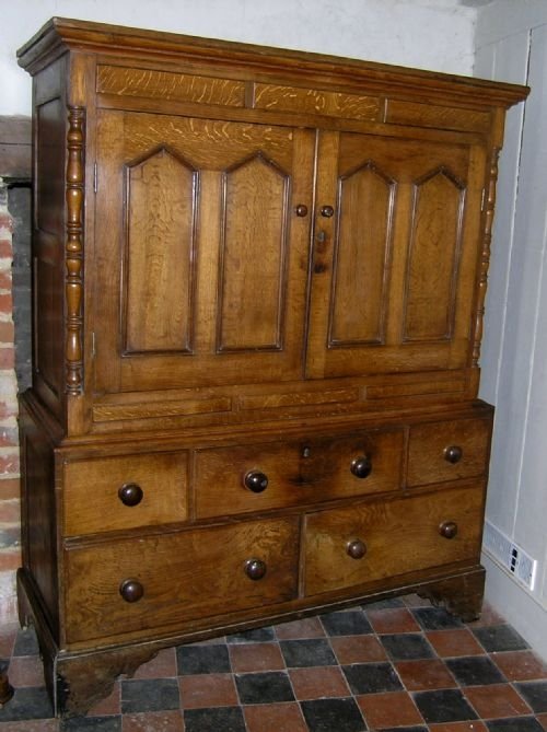 19th Cent Oak Press Cupboard